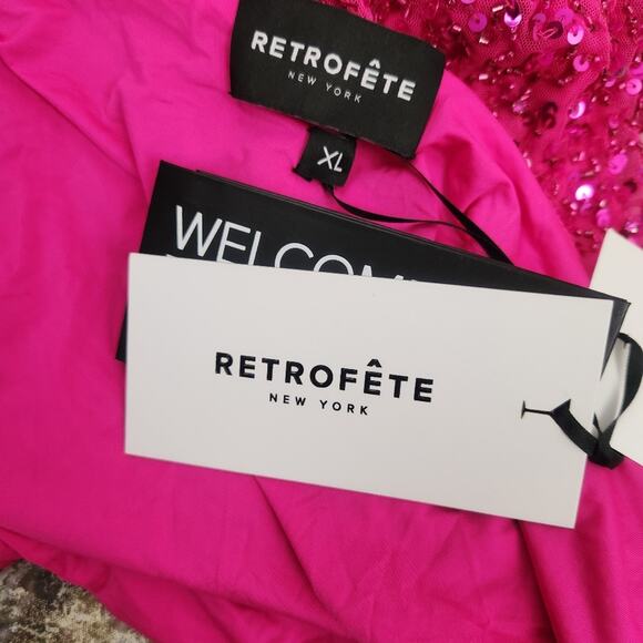 Retrofete Billy Sequin Dress in Knockout Pink Size XL NWT Spaghetti Straps - Picture 11 of 13